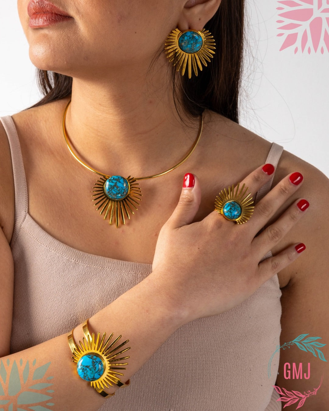 Rays of Ra set with turquoise stones